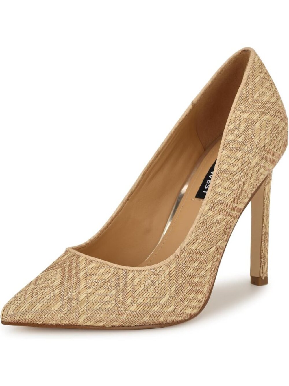 Women's Light Natural Pointed Toe Footbed Tatiana Pump Casual Covered Heel Shoes